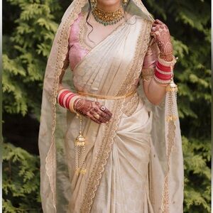 Elegant Cream and Gold Traditional Outfit